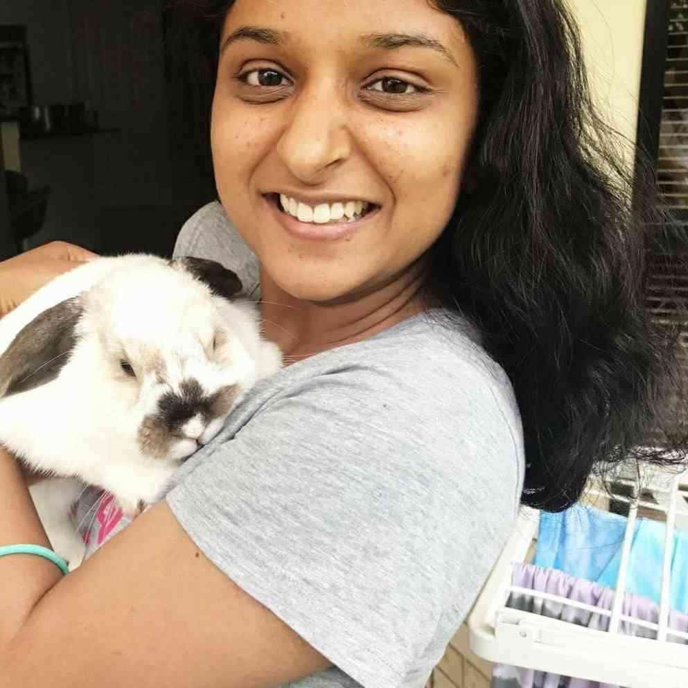 Leah Vettom with rabbit